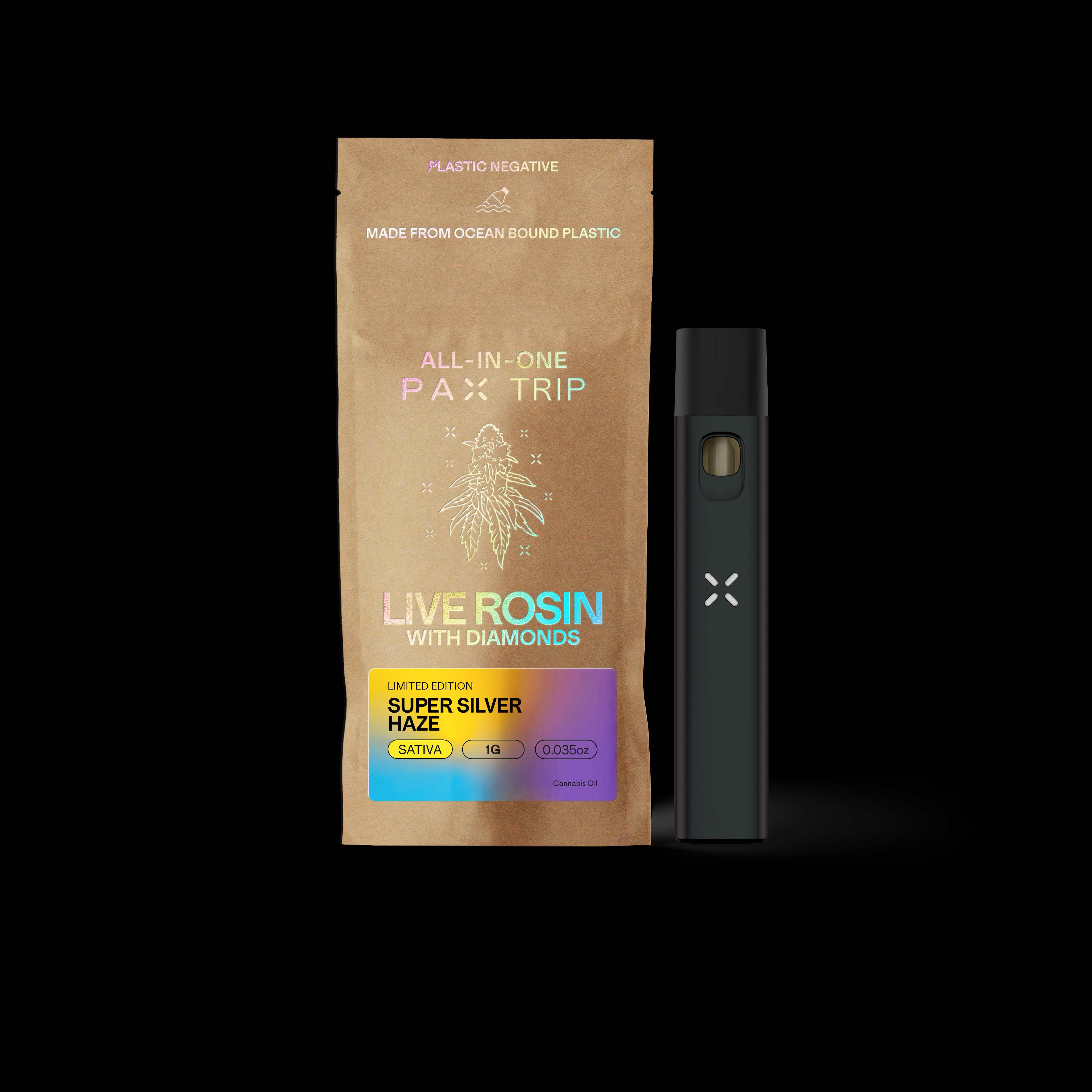 Photograph of product: Super Silver Haze  Live Rosin w/ Diamonds Disposable 1g