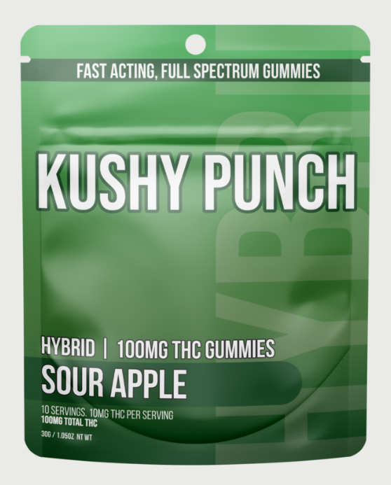 Photograph of product: Sour Apple (H) Kushy Punch | 10 Pack Gummies (100mg)