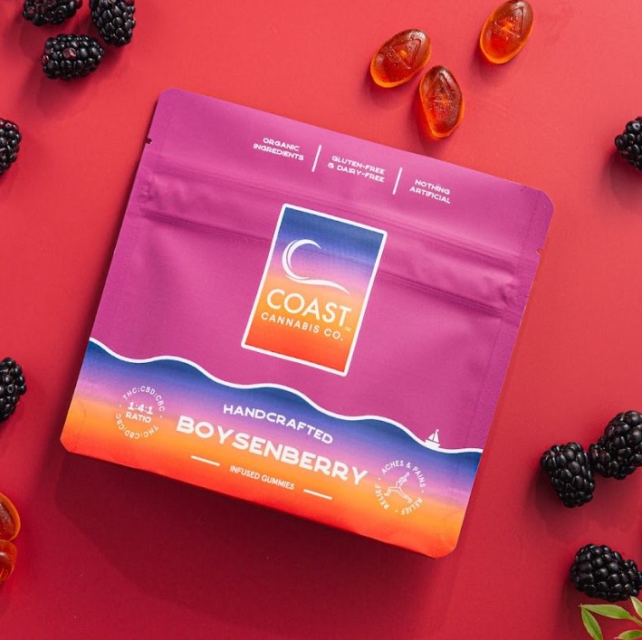 Photograph of product: 1:4:1 (TH-oui:CBD:CBC) Boysenberry Gummies 575mg 20pk