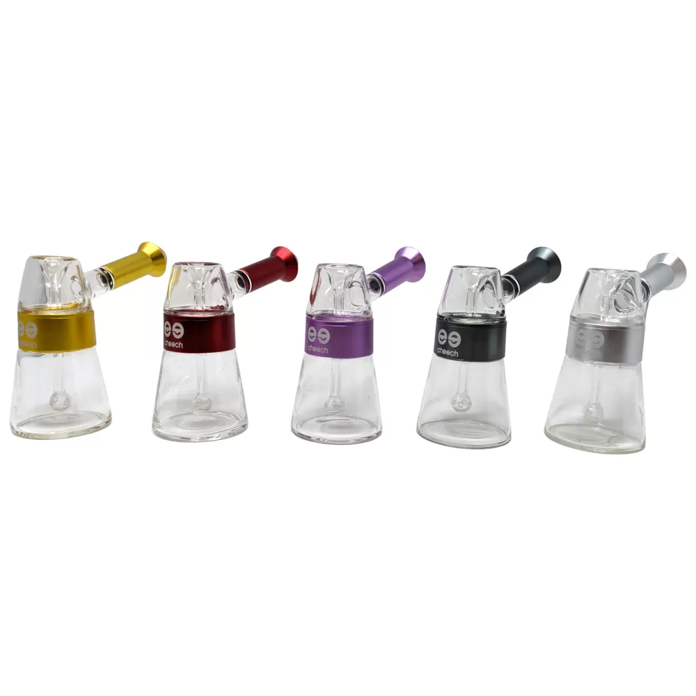 Photograph of product: 5" Cheech Metal Wrapped Glass Lantern With Perc Bubbler Hand Pipe | Silver