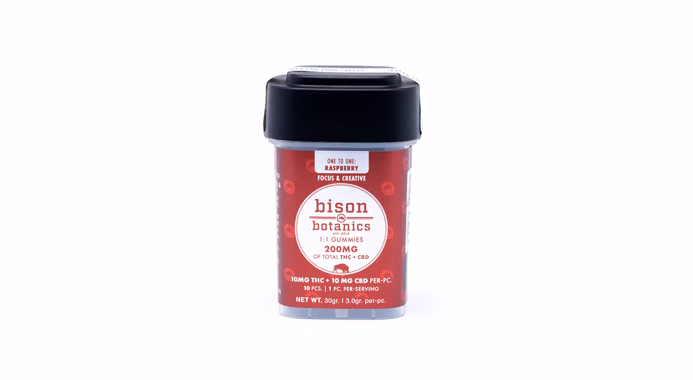 Photograph of product: Bison Botanics | 1:1 CBD + TH-oui 100mg 10pk