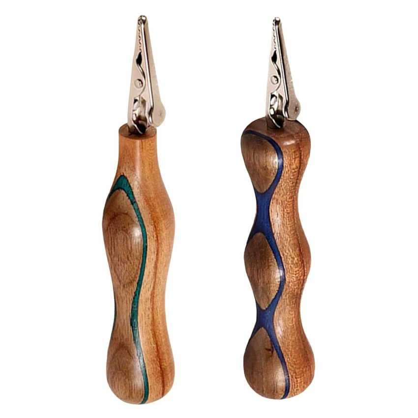 Photograph of product: Curvy Wood Handle Roach Clip | 5.5"