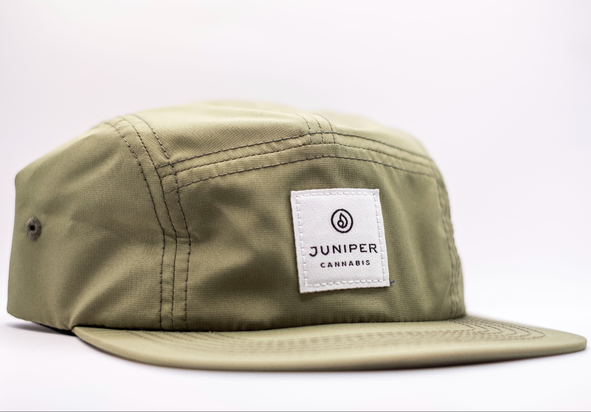 Photograph of product: Hat | Olive 5 panel with white patch
