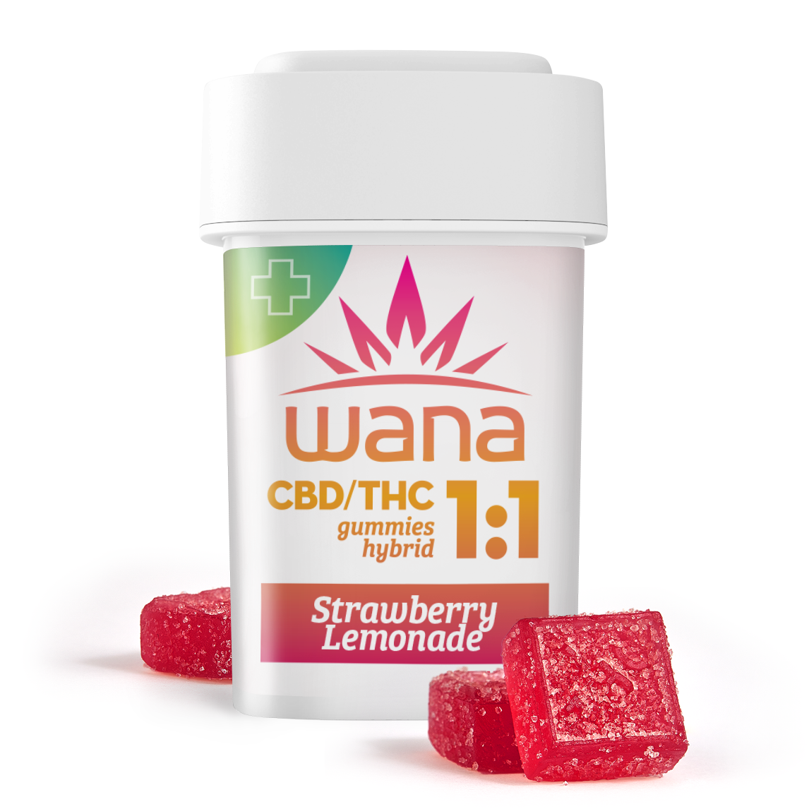 Photograph of product: Wana Strawberry Lemonade 1:1 100mg CBD/TH-oui Gummies Rec