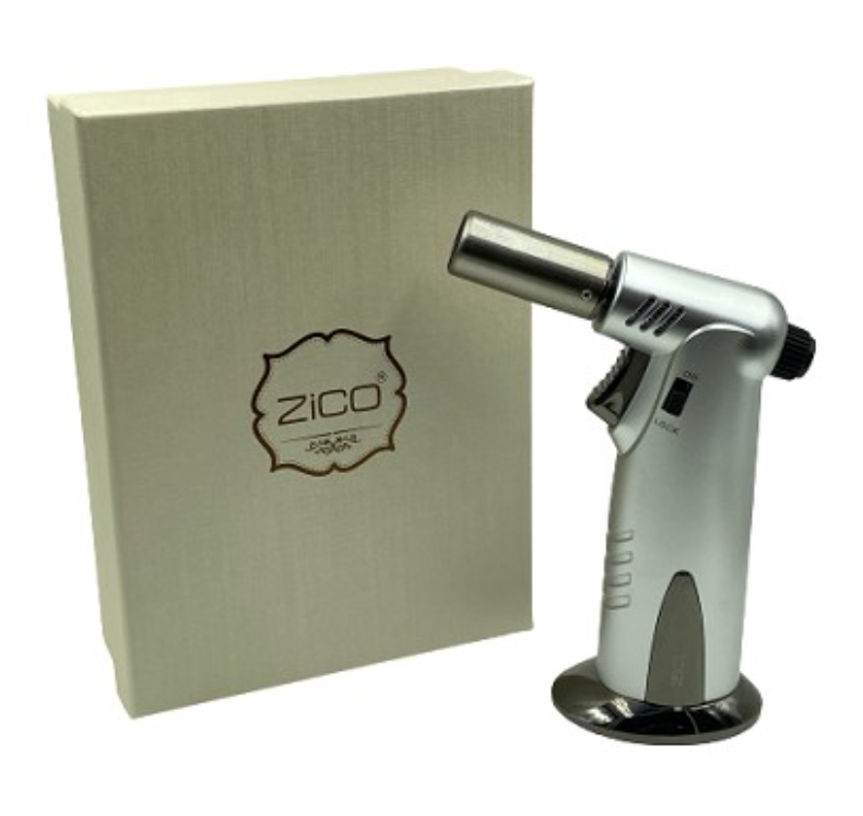 Photograph of product: Zico MT35 Single Flame Torch Lighter | 6.5" Silver