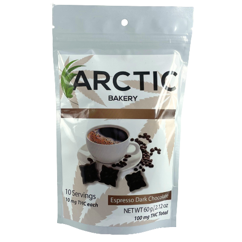 Photograph of product: Espresso Dark Chocolate Stars 10-Pack 100mg
