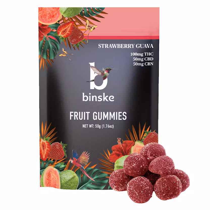 Photograph of product: Binske Gummies |  10mg Gummies 10ct | Strawberry Guava