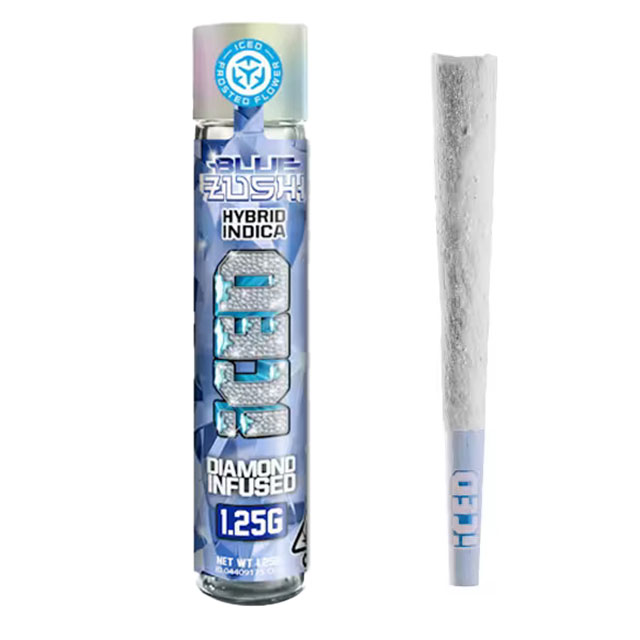 Photograph of product: 1.25g Blue Zushi (Oui'd Hybrid) Diamond Infused Pre-roll TH-oui:46% $20 or 2/$30