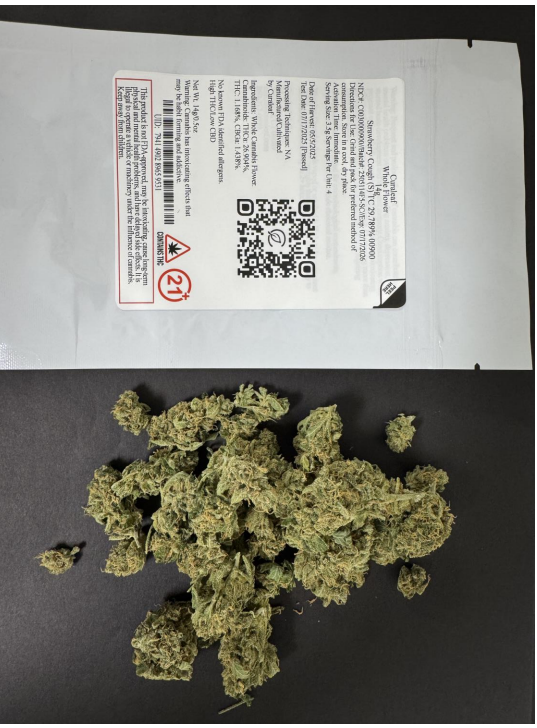 Photograph of product: Strawberry Cough | 14g Whole Flower (S) | 00900 Curaleaf