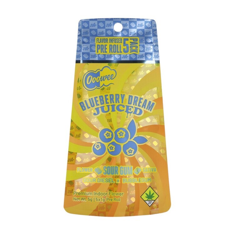 Photograph of Product: Blueberry Dream x Sour Gum 5pk JUICED Preroll (Ooowee)