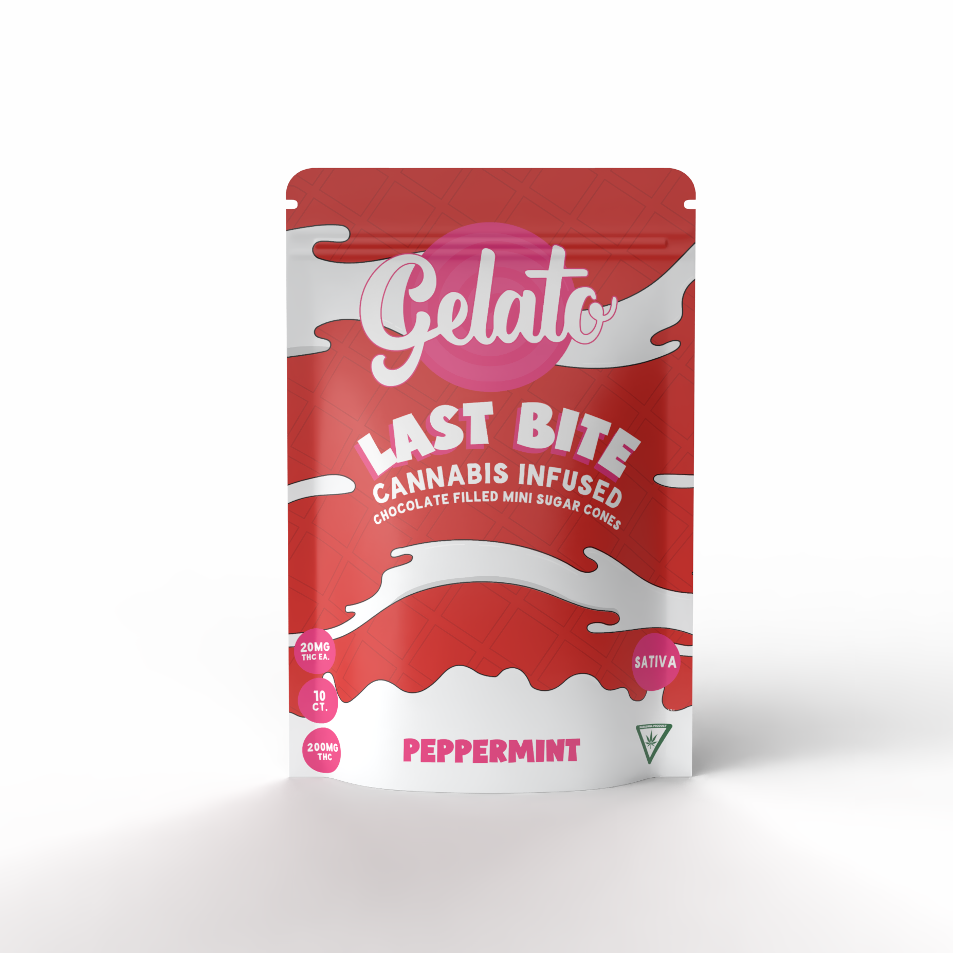 Photograph of product: Gelato | Peppermint | 200mg Chocolate Filled Mini Cones