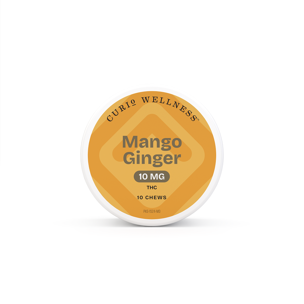 Photograph of product: 100mg Mango Ginger Chews 10pk