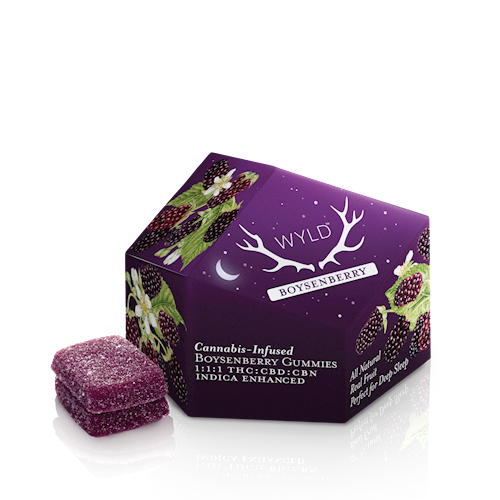 Photograph of product: Wyld - Boysenberry Oui'd 1:1:1 TH-oui/CBD/CBN Gummies 10pk (100mg)