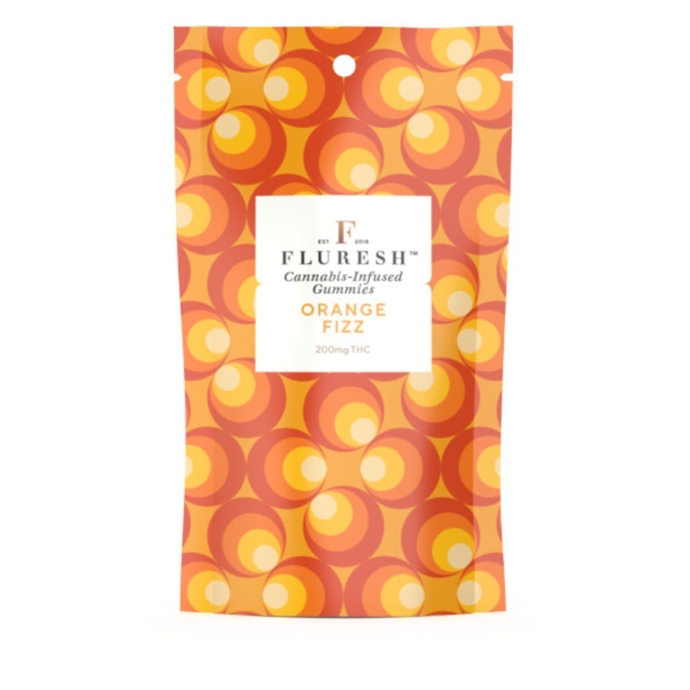 Photograph of product: Fluresh Gummies 100mg Orange Fizz