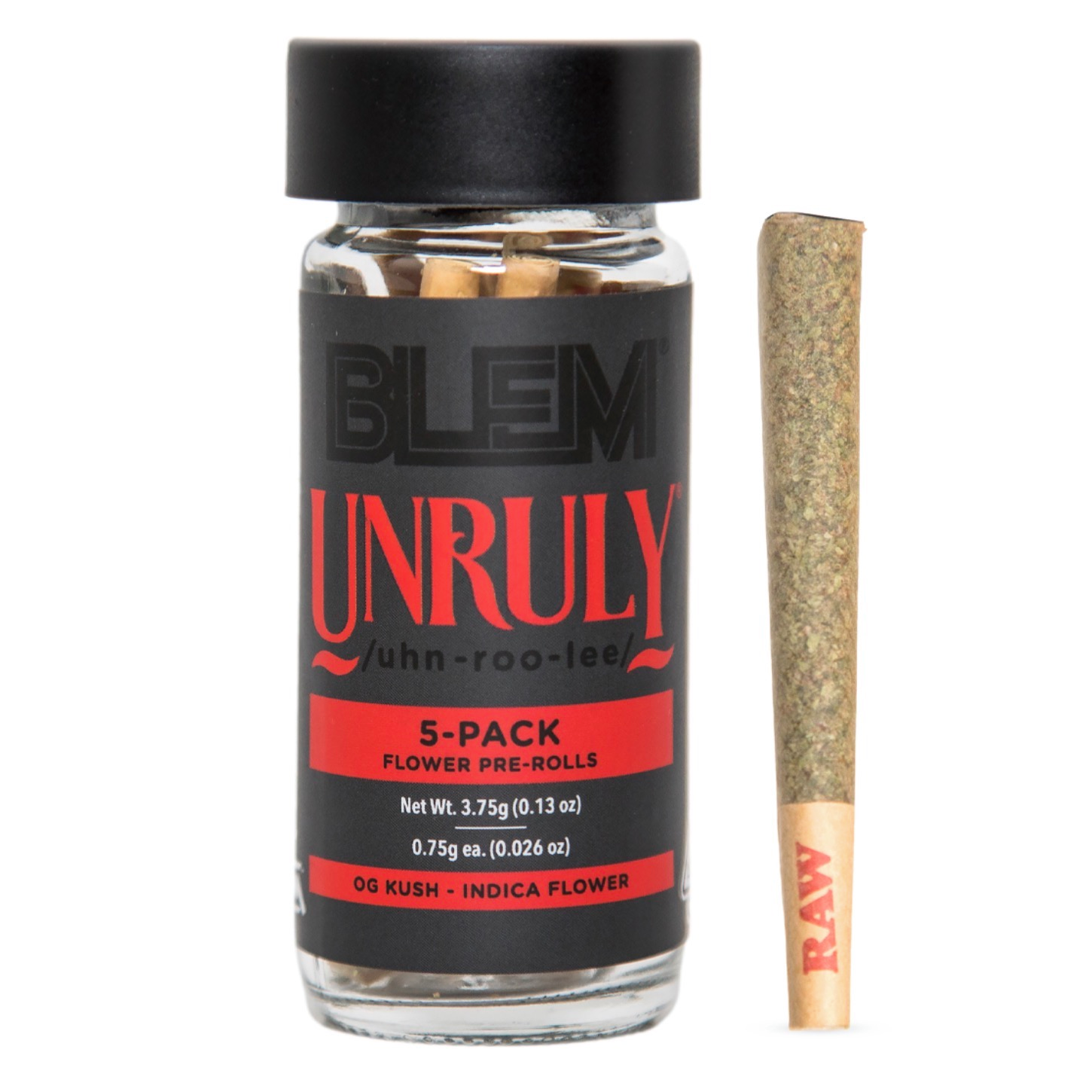 Photograph of product: BLEM - Unruly OG (Oui'd) 5pk Prerolls