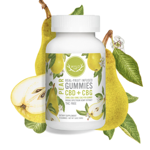 Photograph of product: WYLD | Pear Hemp 400mg CBD:CBG Gummies | 20pk