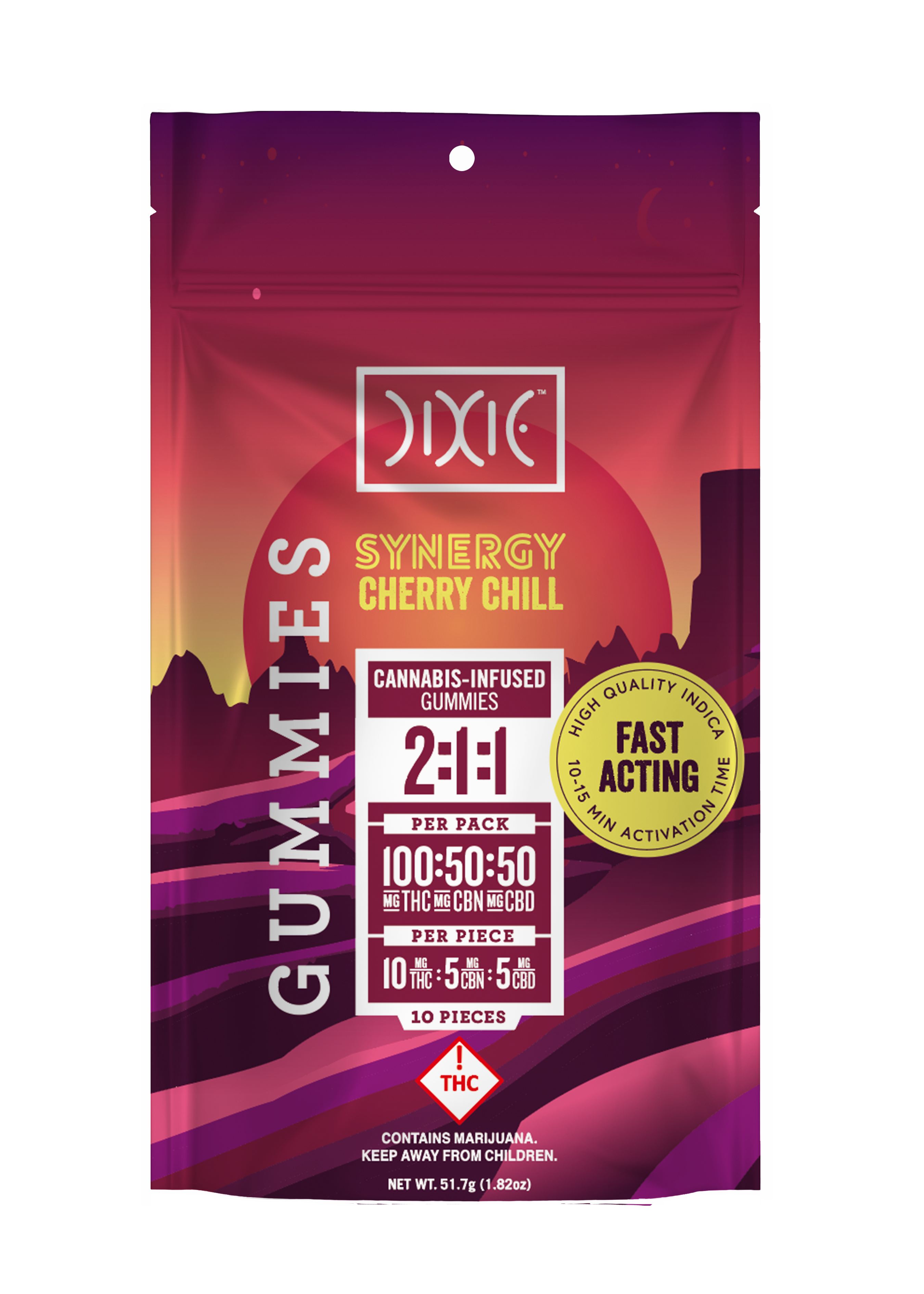Photograph of product: Dixie - Synergy Gummies - Oui'd - Cherry Chill 2:1:1 (TH-oui:CBN:CBD)