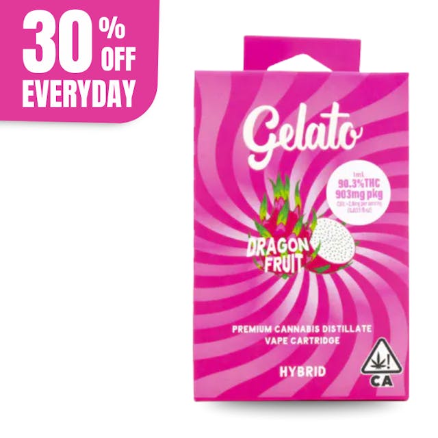 Photograph of product: Gelato Flavor | 1g - Dragon Fruit - Cartridge - Hybrid - 
