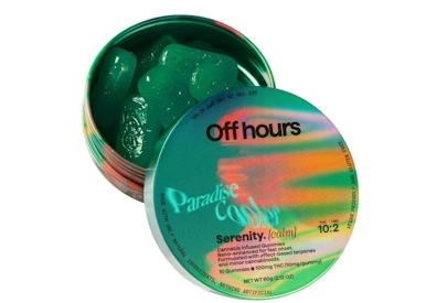 Photograph of product: Off Hours | Serenity | Paradise Cooler | 10:2 TH-oui / CBD Gummies | 10pk