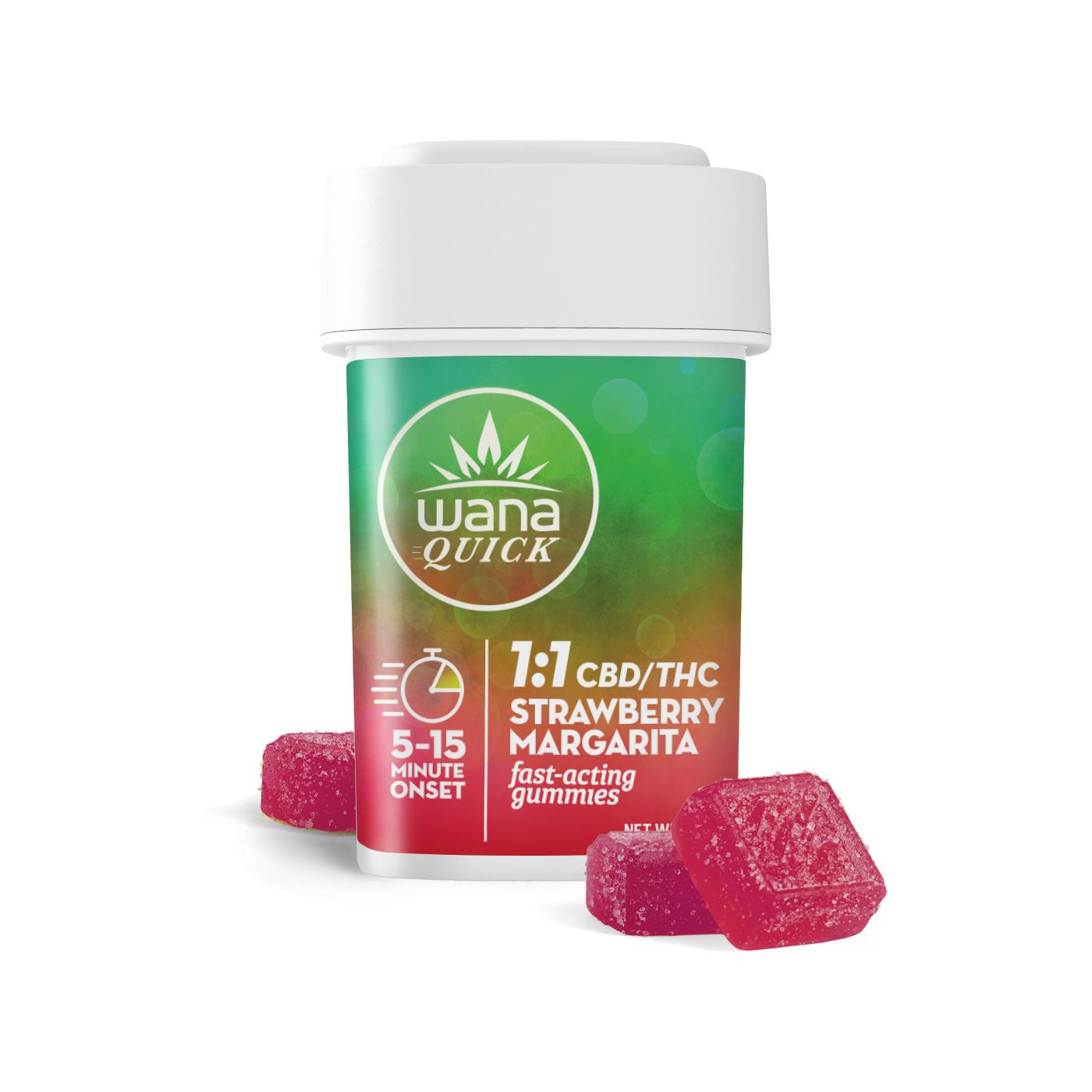 Photograph of product: Wana Quick - 1:1 CBD:TH-oui Strawberry Margarita 0171