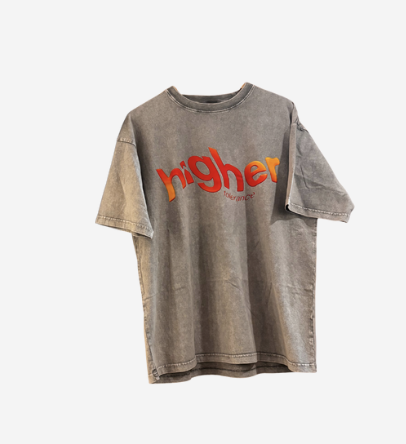 Photograph of product: Higher Tolerance Wavy Tee Orange logo Light gray (X-Large)