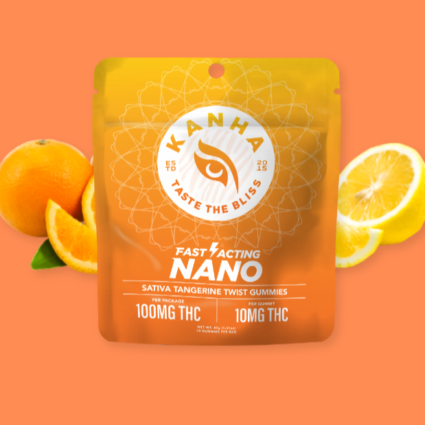 Photograph of product: Kanha | Tangerine Twist Fast Acting Nano Gummies 10Pk - Sativa