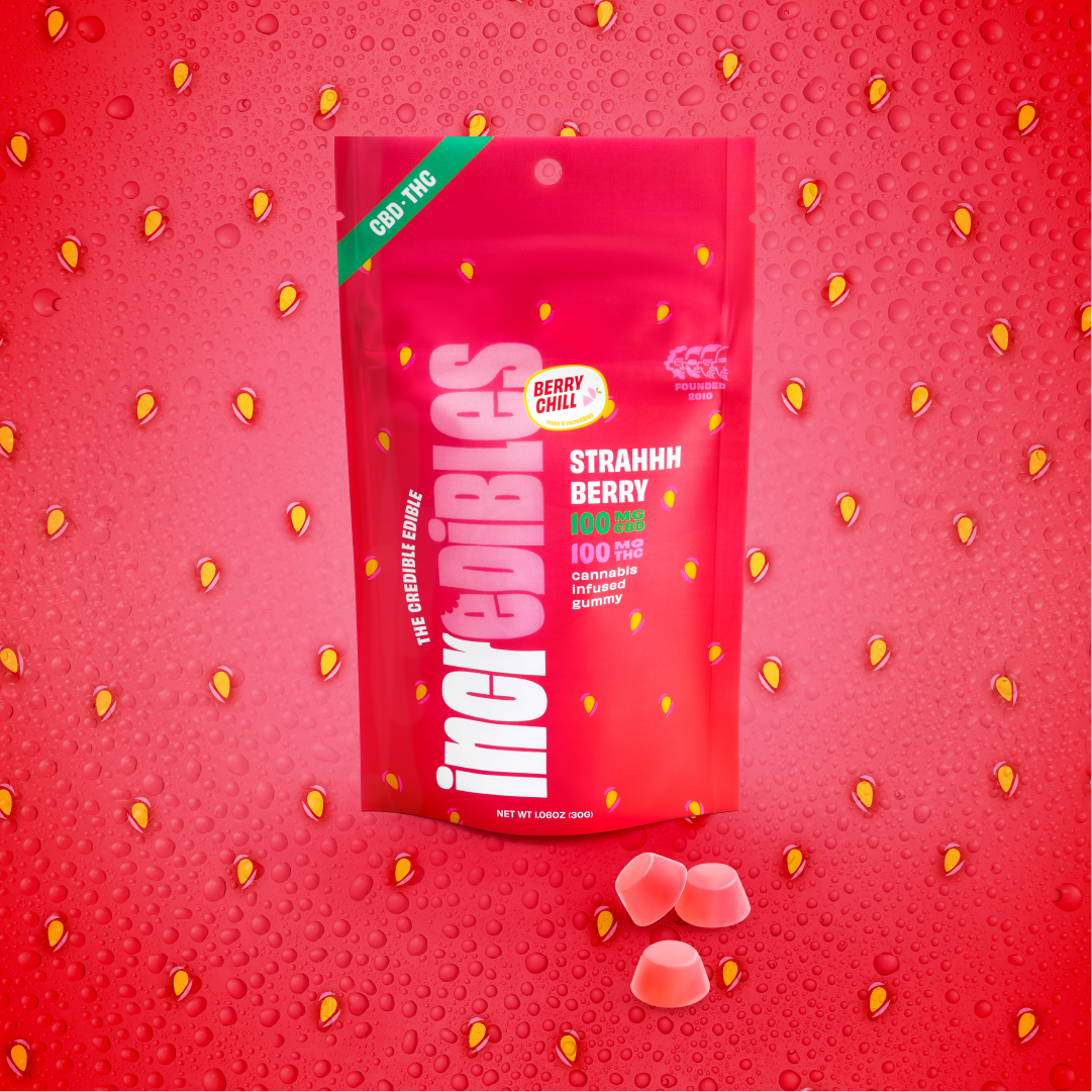 Photograph of product: Gummies | Strahhhberry CBD 1:1 | 5mg Per Serving | 20pk