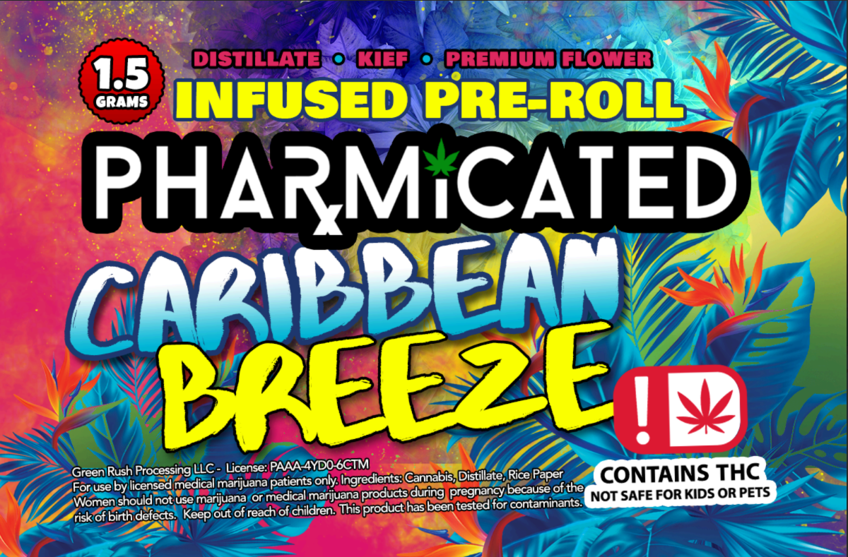 Photograph of Product: Green Rush Processing,LLC- Infused Pre-Roll-Caribbean Breeze