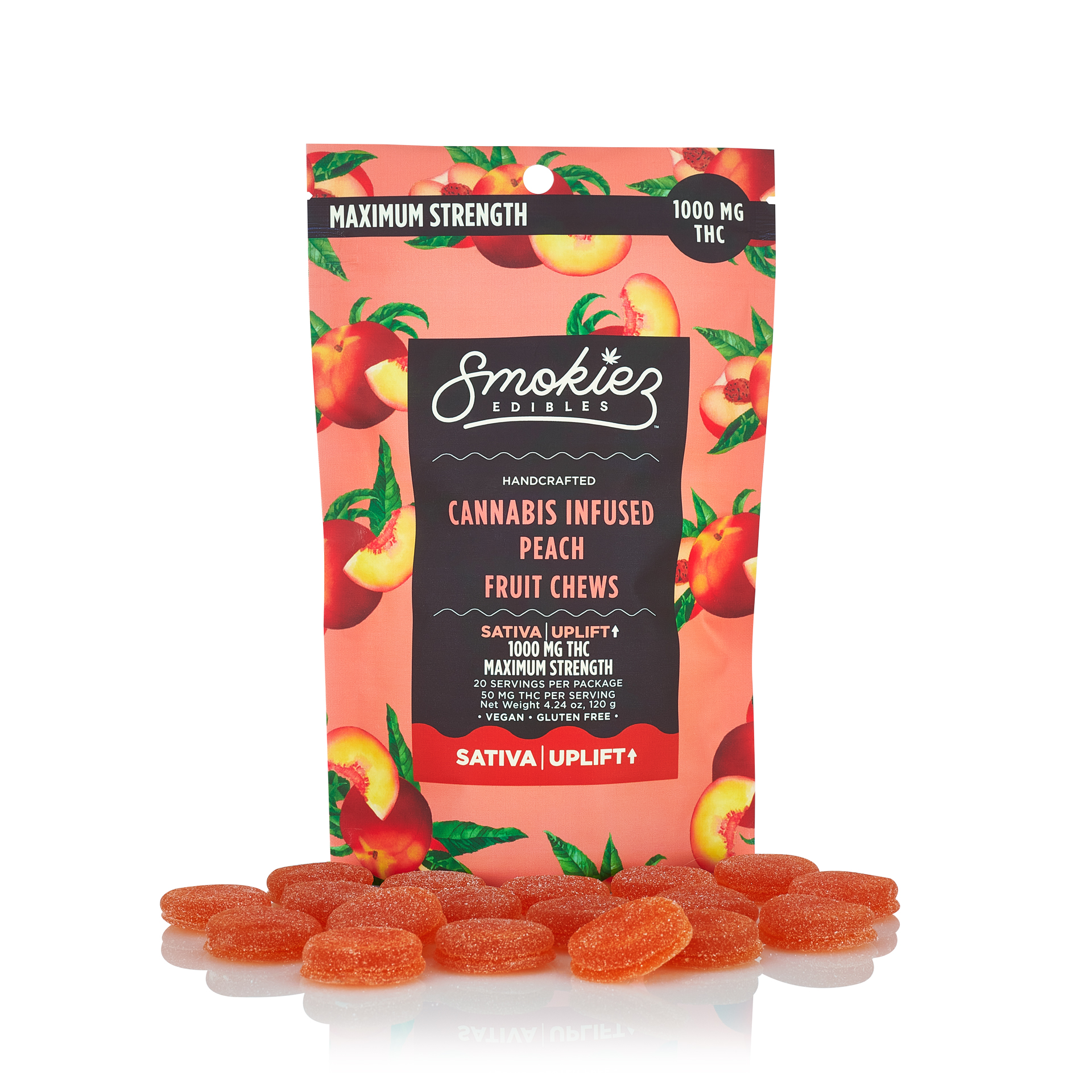 Photograph of product: 1000mg Peach Sweet Gummies