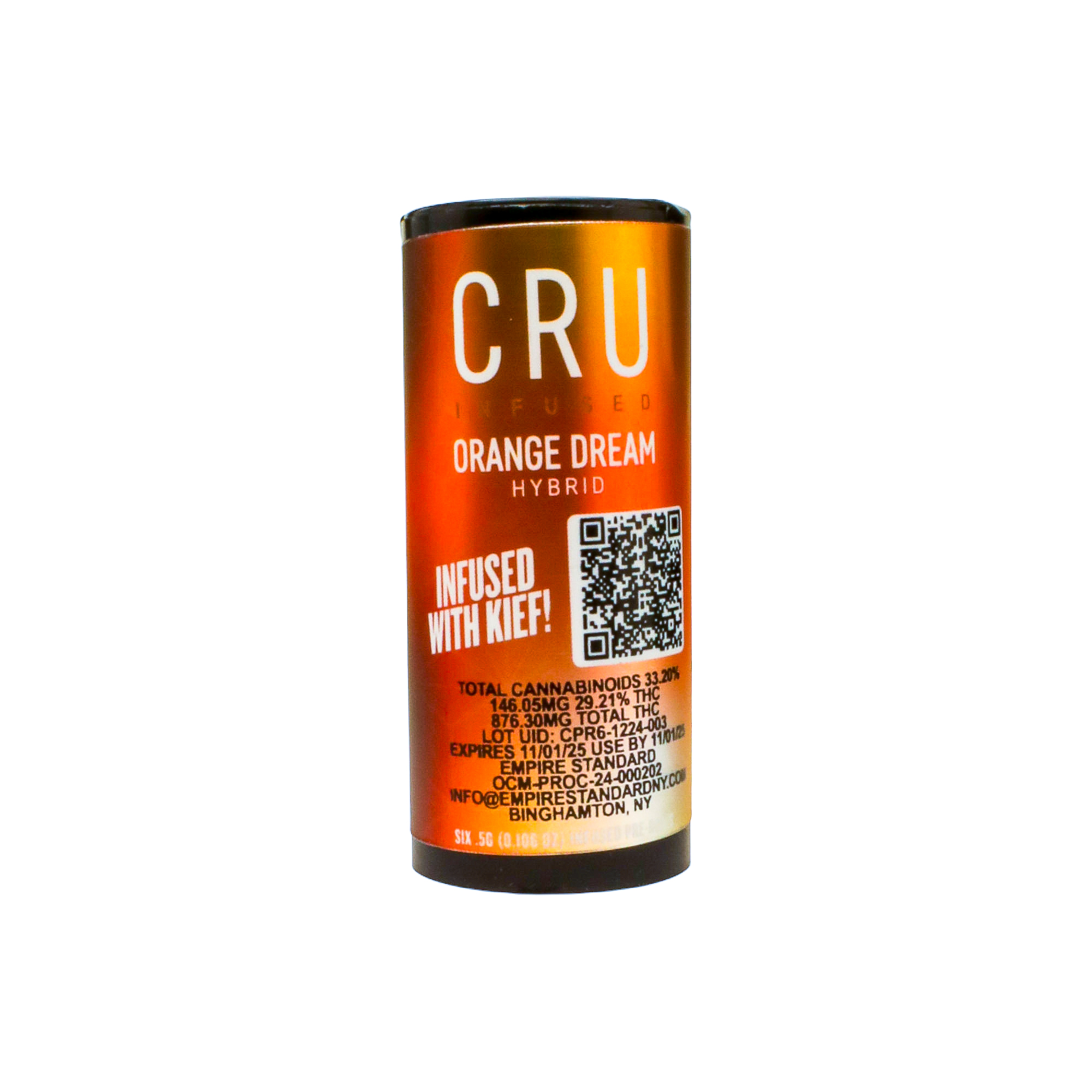 Photograph of product: CRU Orange Dream 6pk Kief Infused Prerolls