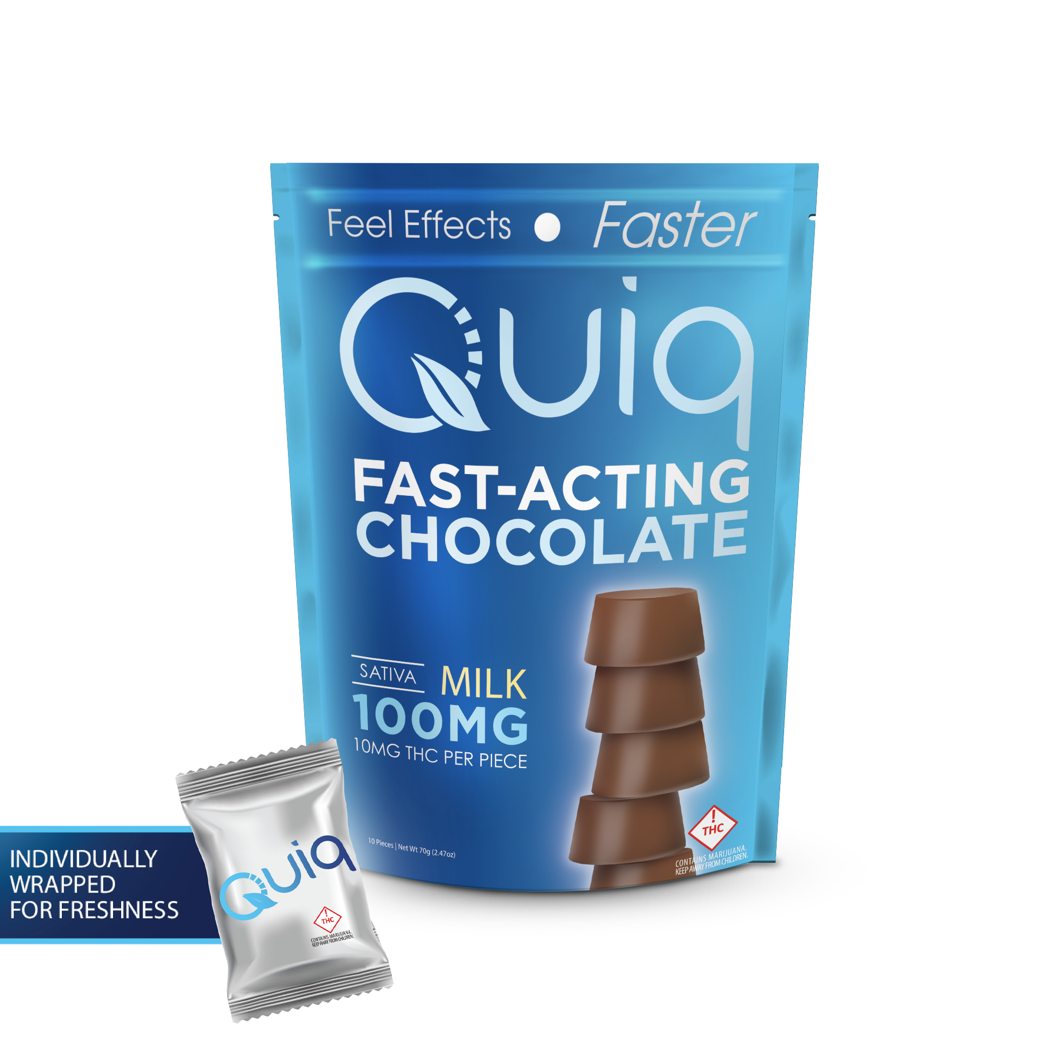 Photograph of product: 100mg Fast Acting Chocolate | Quiq - | Oui'd Pucks