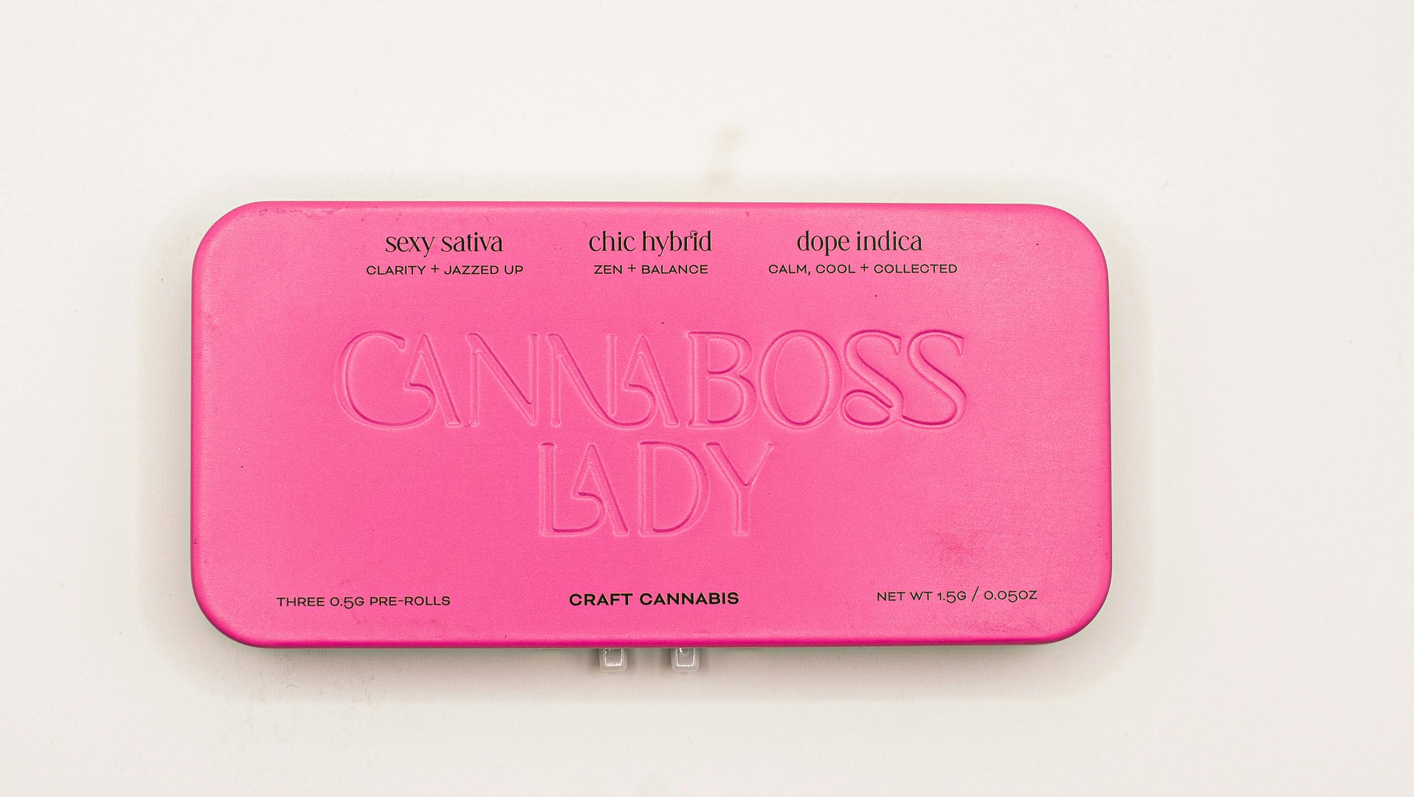 Photograph of product: Cannaboss Lady - .5g 3pk Variety Pre-roll Pack - Oui'd, Hybrid, Oui'd
