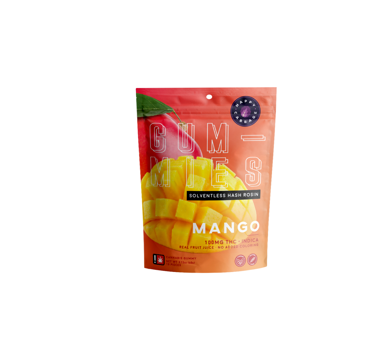 Photograph of product: 10 Piece Gummies - Sour Mango - (Oui'd) 100mg TH-oui Multipack Rosin Gummies