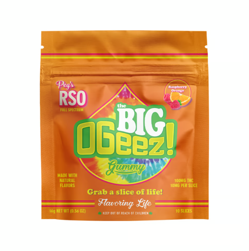 Photograph of product: Peg's RSO Full Spectrum Raspberry Orange Gummies 100mg