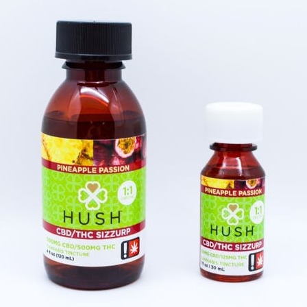 Photograph of product: Hush > 250mg Sizzurp > 1:1 TH-oui:CBD > Pineapple Passion