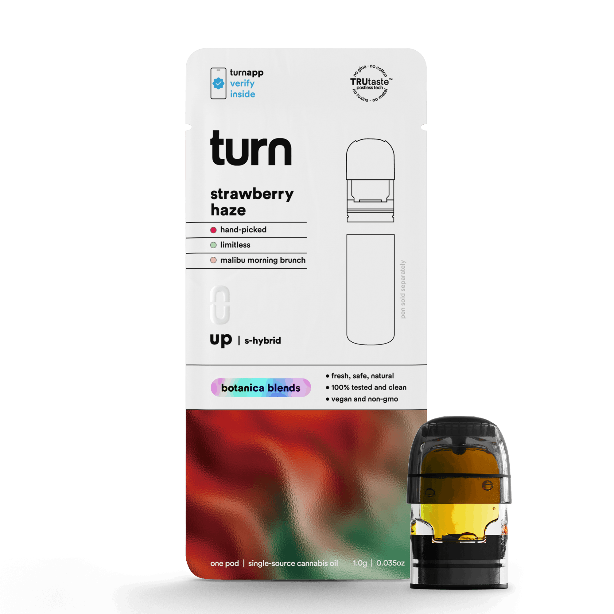 Photograph of product: Turn | Strawberry Haze | Botanica Blends | 1g POD