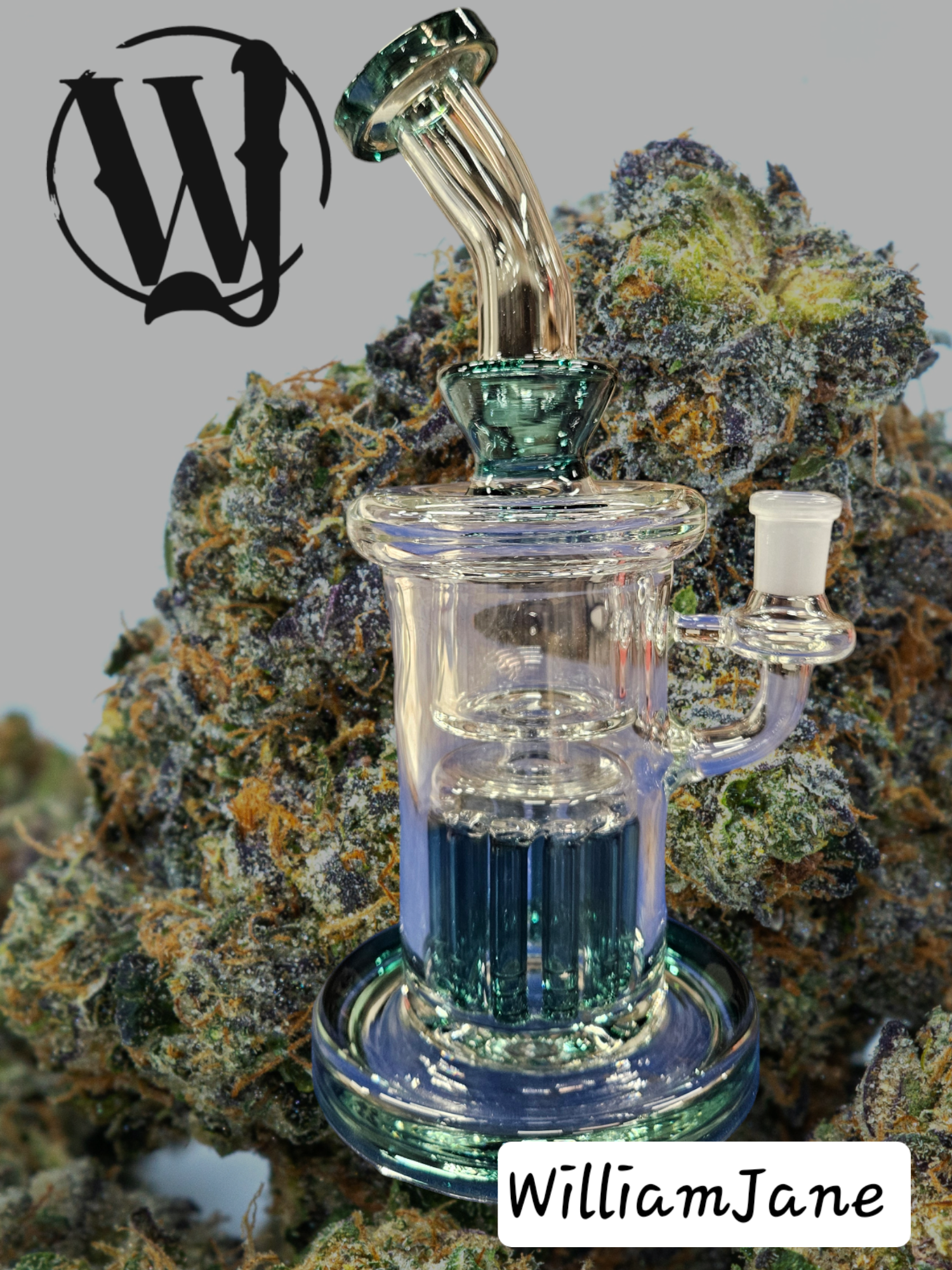 Photograph of product: Teal Green 12 Cylinder Cup Water Bong
