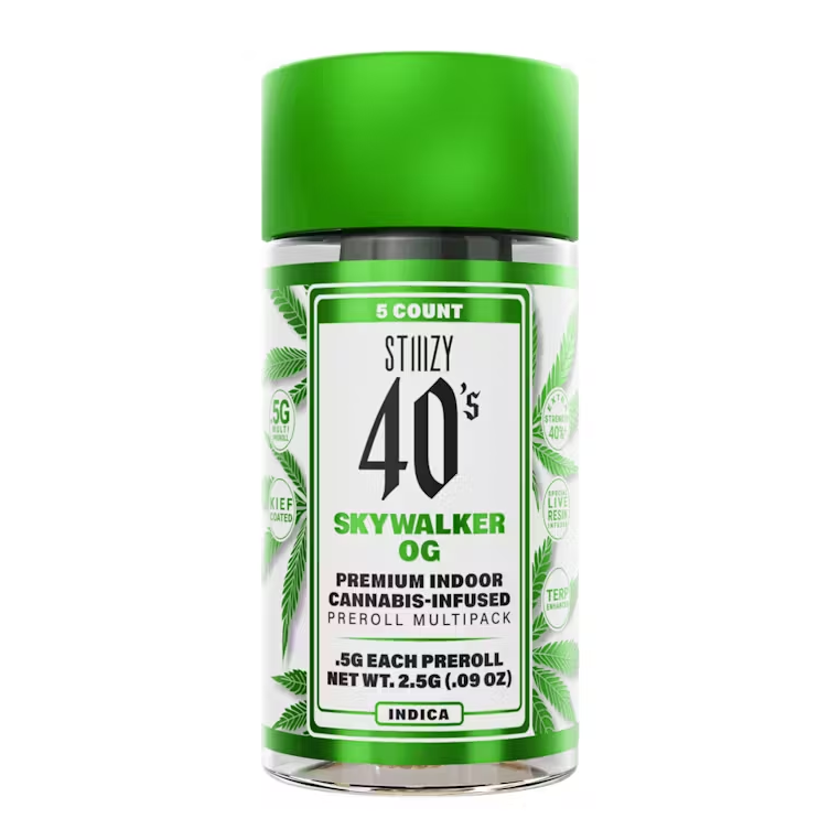 Photograph of product: Stiiizy Skywalker OG 5pk Infused Prerolls Rec