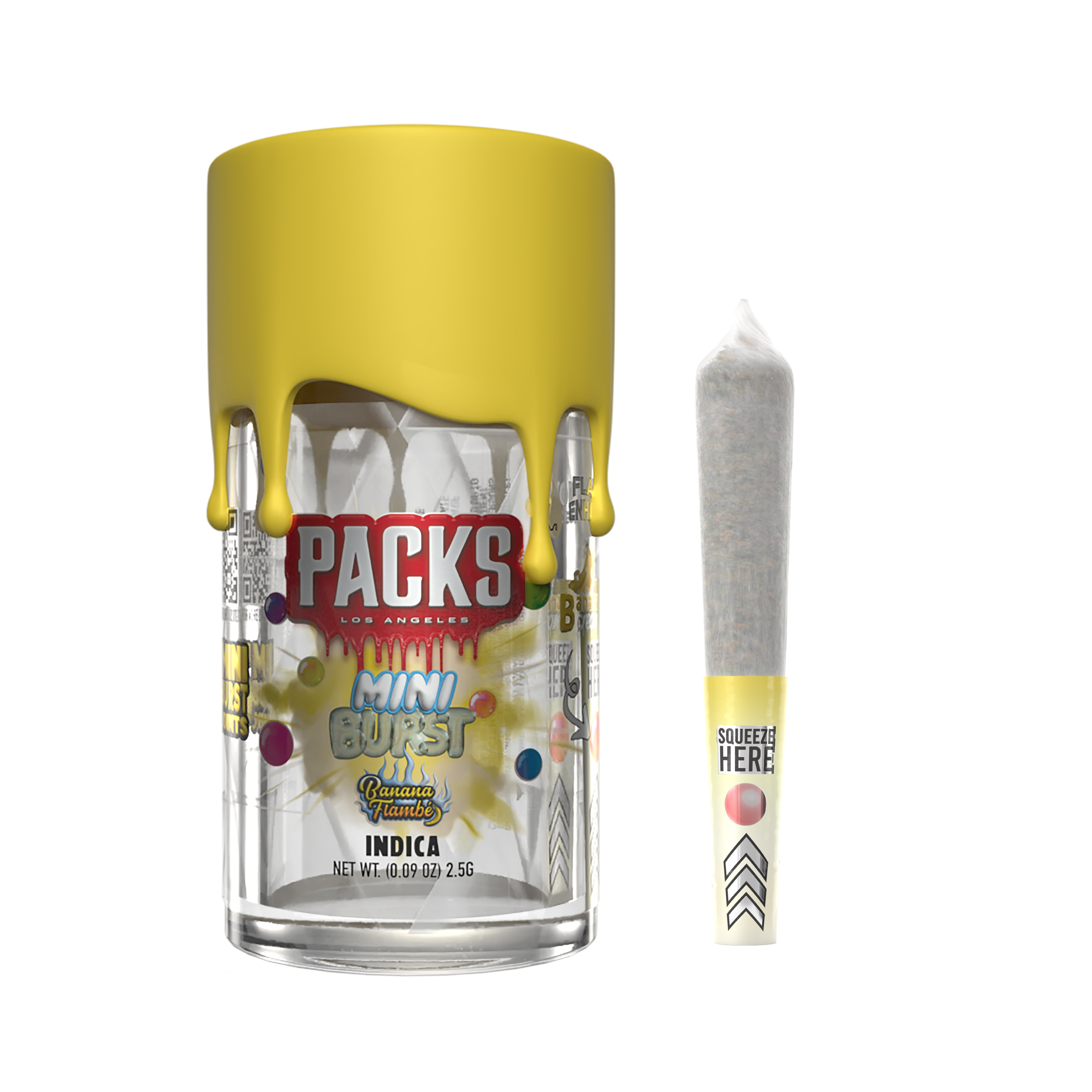 Photograph of product: BANANA FLAMBE  | Packs Mini Bursts - 5 Pack Infused Mini Joints | 2.5G
