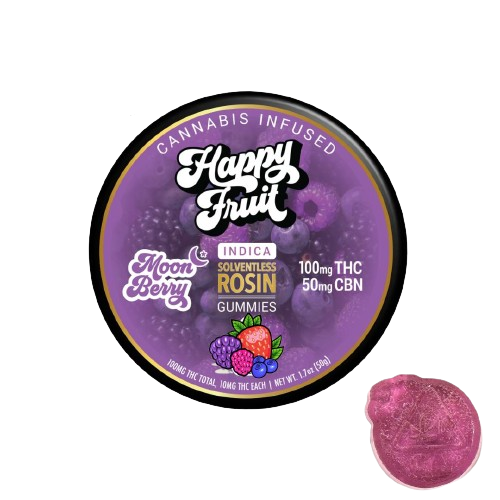 Photograph of product: Happy Fruit | Moon Berry Rosin CBN Gummies | 100mg TH-oui/50mg CBN
