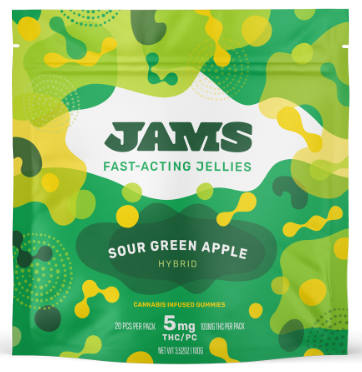 Photograph of product: JAMS: Sour Green Apple Fast Acting Jellies (H) 00589