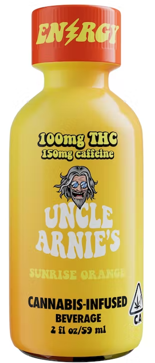 Photograph of product: Uncle Arnies Sunrise Orange Oui'd Infused Beverage 2oz 100mg TH-oui + 150mg Caffeine