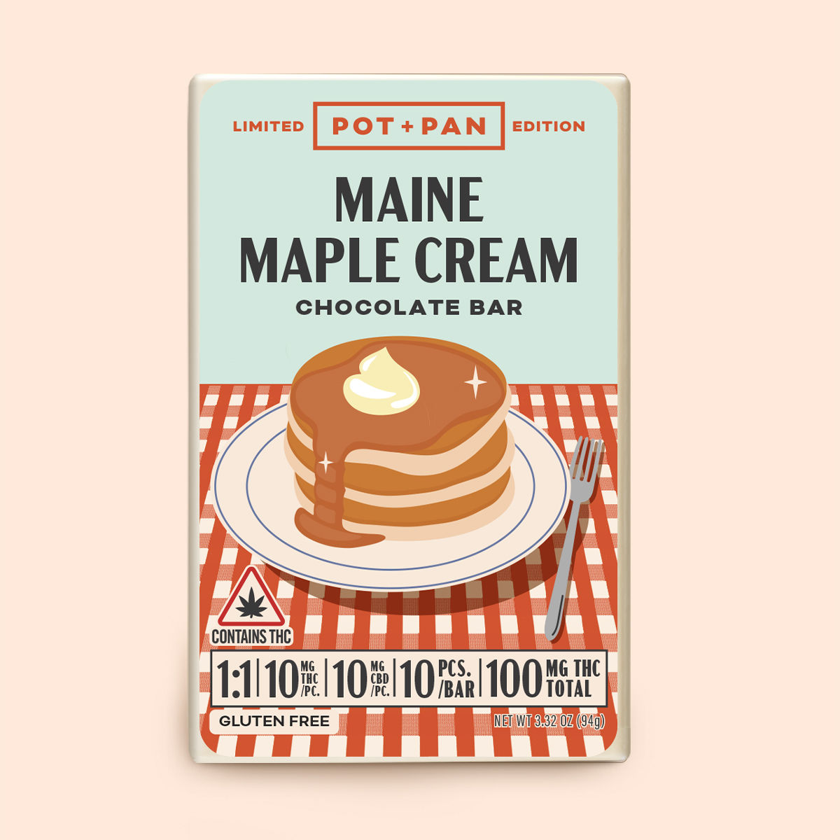 Photograph of product: Chocolate Bar - Maine Maple Cream - 100mg/10pk