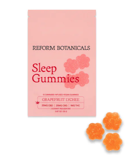 Photograph of product: Reform Botanicals | Sleep Gummy | 1mg TH-oui: 25mg CBD: 25mg CBG | 10 pack