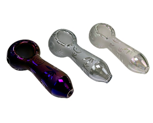 Photograph of product: 4" Iridized Etched Leaf Spoon