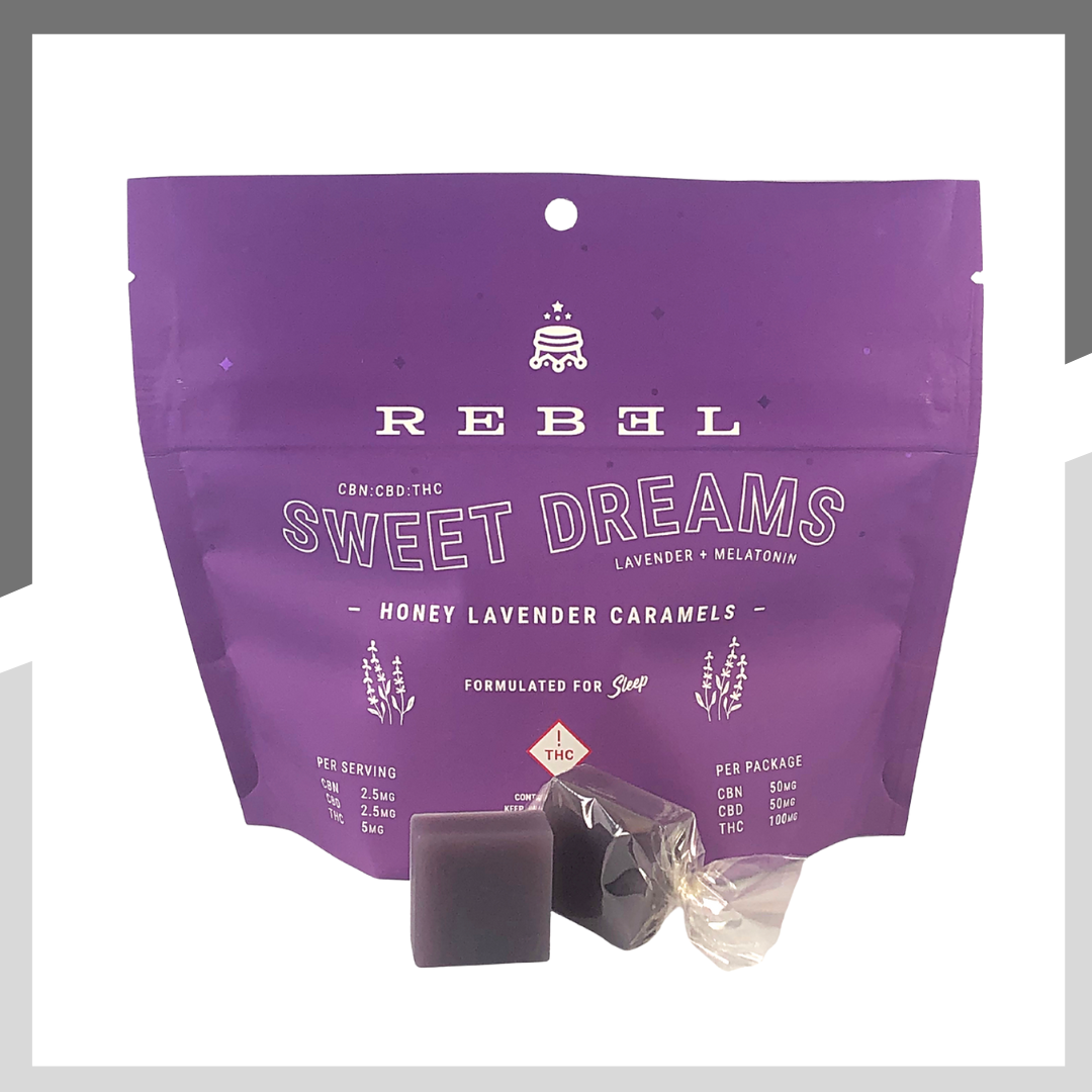 Photograph of product: 1:1:2 CBD:CBN:TH-oui Sweet Dreams Honey Lavender Caramels | Candy | 20pk | 100mg
