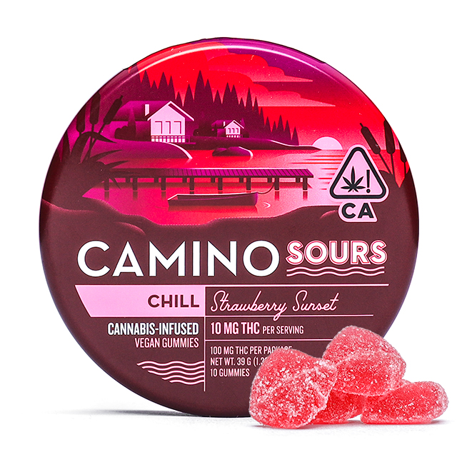 Photograph of product: SOUR STRAWBERRY SUNSET GUMMIES - 100 MG