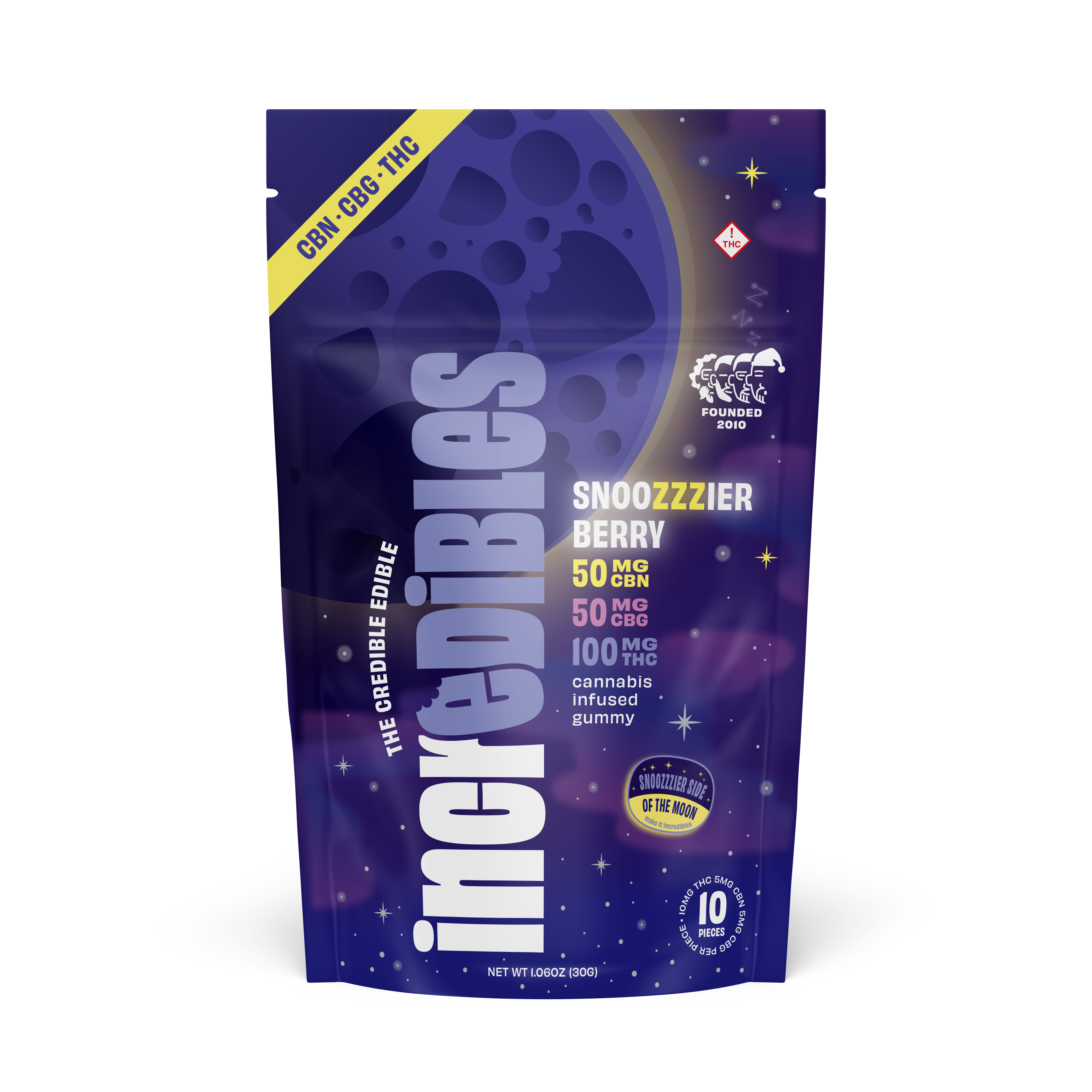 Photograph of product: Incredibles - Snoozzzierberry - 2:1:1 TH-oui:CBN:CBG - Gummy - 200mg