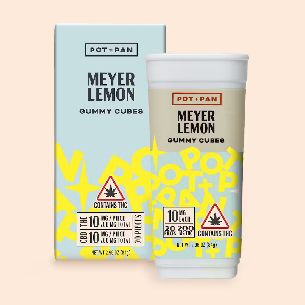 Photograph of Product: Pot+Pan - Meyer Lemon - 1:1 Gummy Cubes - 200mgTHC/200mgCBD (20pk)
