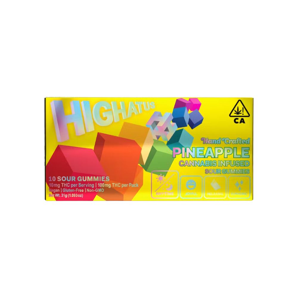 Photograph of product: PINEAPPLE SOUR GUMMIES 100MG - HIGHATUS